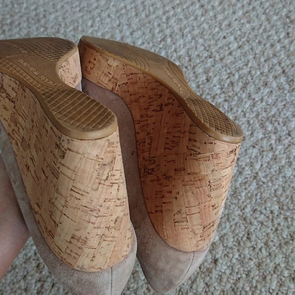 Stuart Weitzman Anna peep-toe wedge Wedge Platform Sandals in taupe 8.5 M - Picture 14 of 15